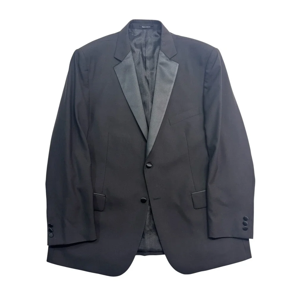 Pronto Uomo 48R 43x33 Black Tuxedo 2pc Pant Suit Wool Formal Evening Dinner Tux